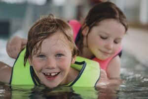 children swimming